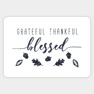 Grateful Thankful And Blessed Happy Thanksgiving Day Typography Retro Black Sticker